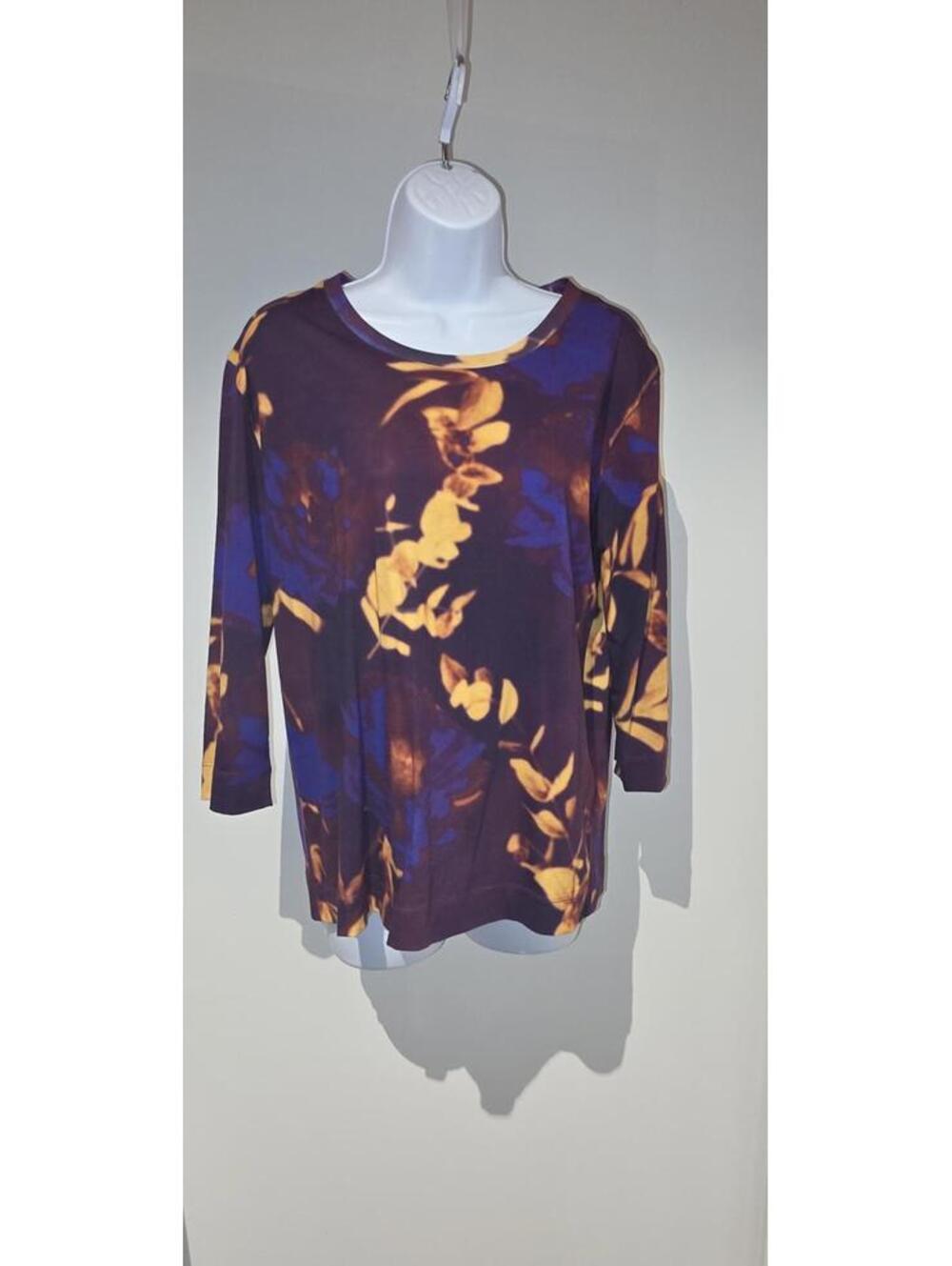 Dries Van Noten Top Purple Floral Size Medium Long Sleeves Jacqard